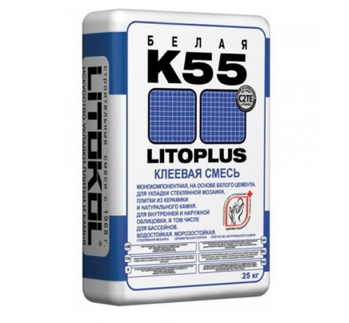 Литокол К55 Литоплюс клей для мозаики (белый) 25кг